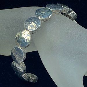 John Hardy Silver & 18K Yellow Gold Dot Hammered Flex Cuff bracelet 38.5g JR7124